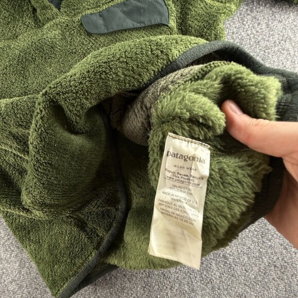 Patagonia Fleece Jacket Women Pullover Snap Green Soft Pocket Fuzzy Medium Logo - Picture 15 of 16